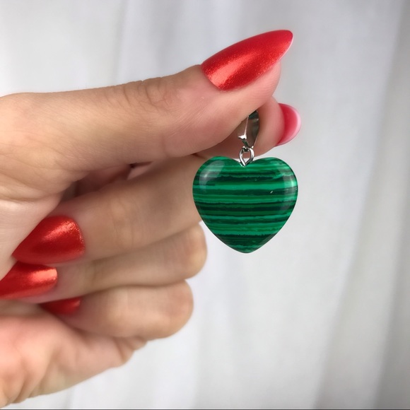 🚫SOLD🚫 NWOT Malachite Heart Shaped Pendant Green - Picture 11 of 16